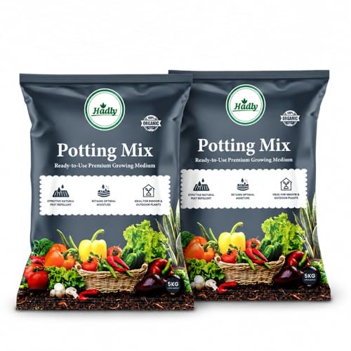 Hadly Potting Mix for Plants 10 Kg | Ready to Use Organic Pot Mix | Vermicompost, Cocopeat, Cow Manure & Neem Cake Blend | Soil for Indoor Plants, Vegetables, Herbs, Balcony & Terrace Gardening