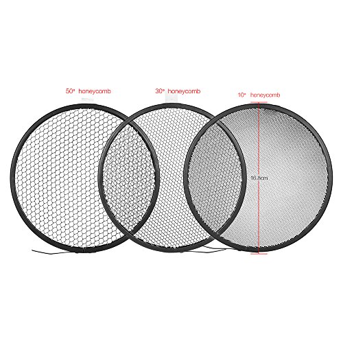 Abat-jour Bowens avec nid d'abeille 10 30 50 degrés et diffuseur pour flash de studio - 5