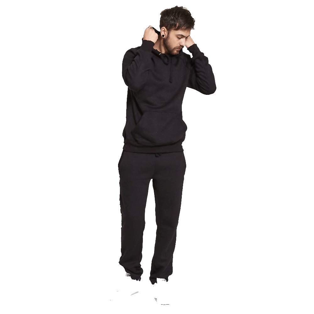 Aarhon Mens Contrast cord Tracksuit Boys Fleece Jogging Bottom Tracksuits Sizes S - XXL (S, Black)