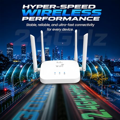 Image of PunnkFunnk WT-14 WiFi Router |300M High Speed Wireless Router for Home & Office | Four high gain Antennas | IPv6 Compatible | Stable Internet Connection | Wide Coverage WiFi Router | Easy Setup