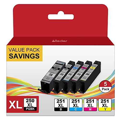 MX922 Printer Ink Cartridges 250 and 251 Replacement for Canon PGI-250XL CLI-251XL Work with Canon Pixma IX6820 MX922 MX920 MG7120 IP8720 MG5520 MG7520 Printer (PGBK Black Cyan Magenta Yellow 5 Pack)