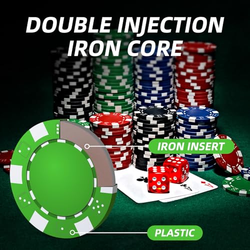 image for Homwom Poker Chip Travel Set, 100PCS 5 Color Professional Poker Chips 