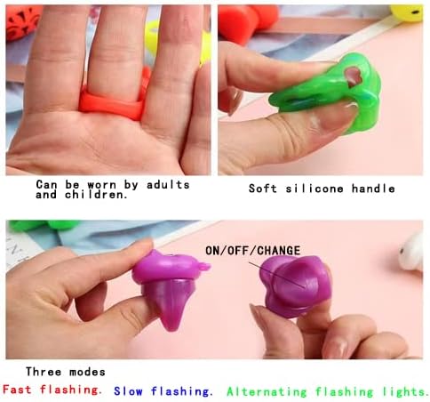 Miniatura 3 de SOFLIY 45 piezas de anillos LED que se iluminan - anillos de dedo coloridos, rugosos y parpadeantes, juguetes de gelatina suave que brillan en la