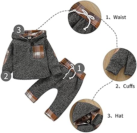 Geagodelia Ensemble Bébé Fille Garçon 2 Pièces - Sweat à Capuche Floral + Pantalon Rayé - 0-3 Ans