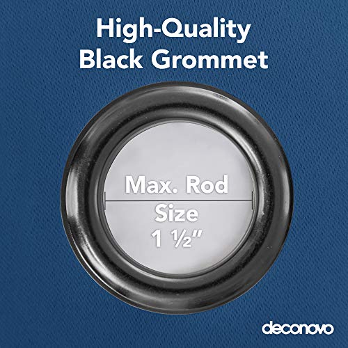 Image of Deconovo Solid Blackout Thermal Insulated Wide Width Grommet Top Darkening Curtains for Room Divider, 100W X 95L, Dark Blue