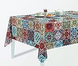  Mantel Hule Estampado Rectangular Redondo Baldosa Mosaico Multicolor (100X140CM)