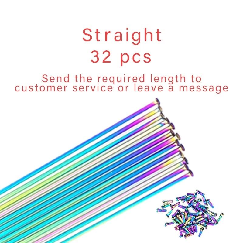 NKVDEX Fahrradspeichen Fahrradspeichen 2.0, rund, J-Bend/Straight Pull, Regenbogenfarben, for Fahrräder mit Kupferkappe, Jede Länge unter 310 mm wählbar(Steaight 32pcs)