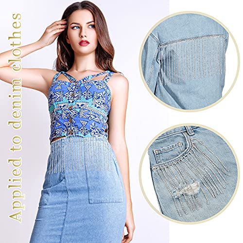 3 Yard Rhinestone Ribbon Tassel Chain, Rhinestone Fringe Trim Diamond Crystal Tassel Fringe Trim For Sewing Crafts Wedding Party Clothing Accessories Female Jewelry Personalized Diy Decoration #TOP3