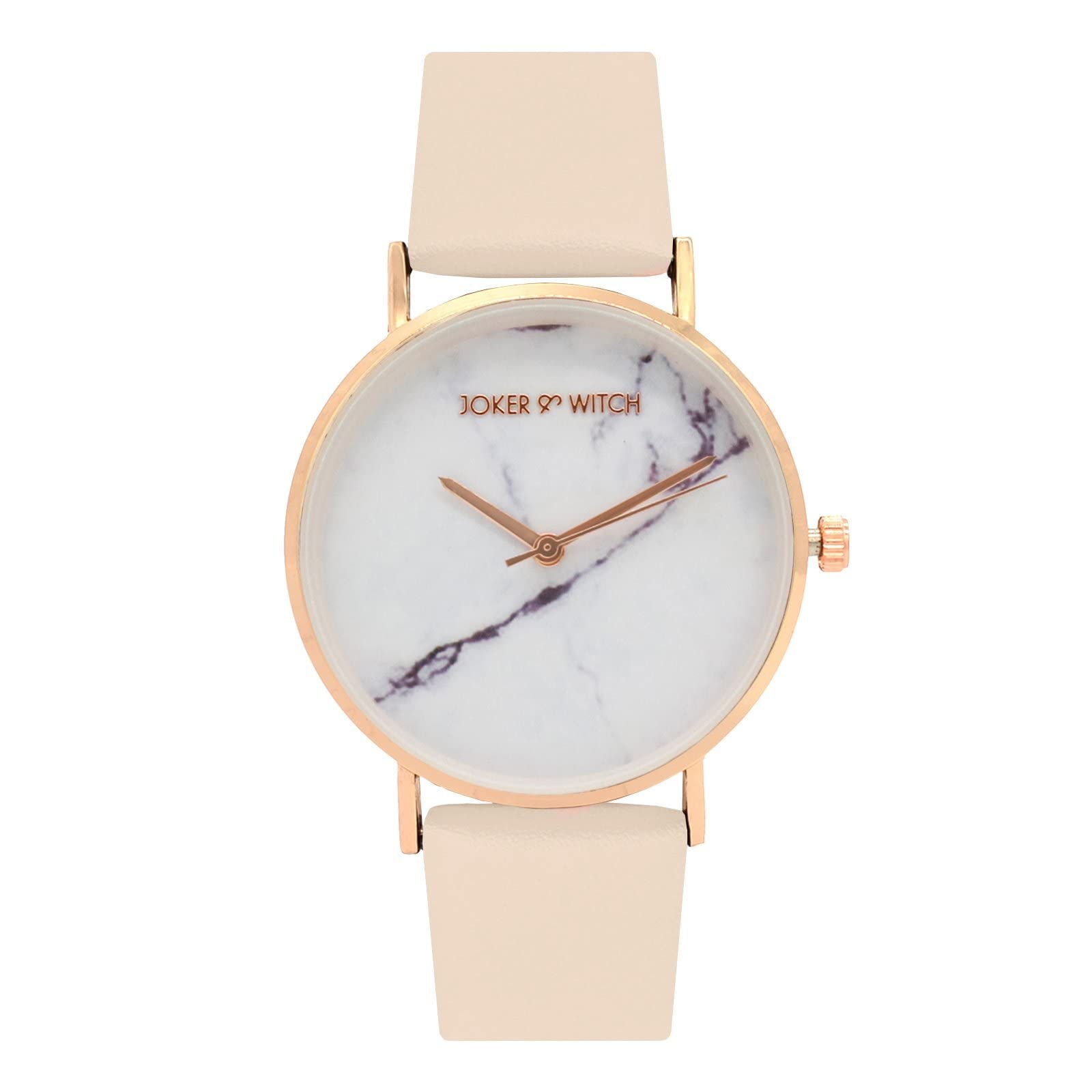 Joker and Witch Hannah 38mm White Dial 18mm Pink Faux Leather Strap Watch for Women-image-39