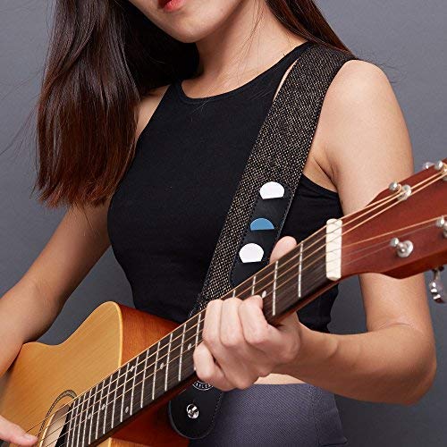 Amumu Guitar Strap Woven Brown For Acoustic, Electric And Bass Guitars With Pick Holder & Strap Blocks & Headstock Strap Tie - 2" Wide #TOP7