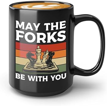 Chess Lover Coffee Mug 15oz Black -May The Forks - Hobbies Coaches Chessman Club Gamer 3 Player Checkmate Father Chess Lover