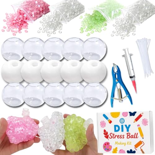 DIY Stress Ball Making Kit Squishy Maker Kit with 15 TPR Ball Skins 14.2 oz Fillers Air Pump Vacuum Tool & 20 Cable Ties Make Your Own Squishies DIY Squishy Kit for ASMR Anxiety Relief Toys