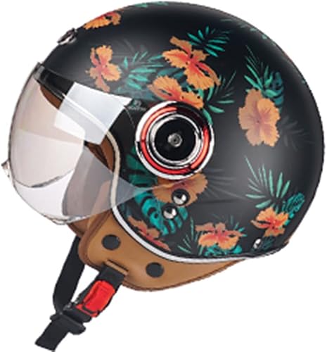 Casco clásico de motocicleta 34 de verano, fresco, vintage, cara abierta, casco Vespa para adultos, hombres y mujeres, urbano, transpirable, cómodo,