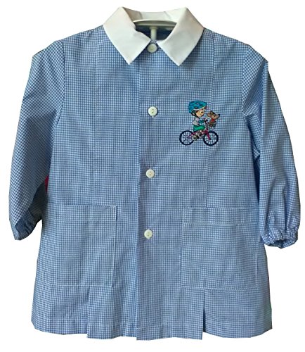 Tablier de maternité enfant SIGGI bleu à carreaux pour école maternelle