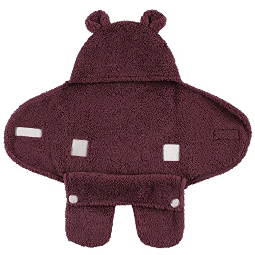 Image of Hudson Baby Unisex Baby Animal Sherpa Baby Outdoor Stroller Sack Wrap, Burgundy, One Size