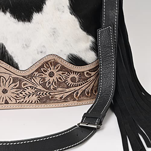 Image of Leather Cross Body Bag Purse for Woman Sling Bag Cowhide Handmade Western Shoulder Bags With Adjustable Strap 12x14 in