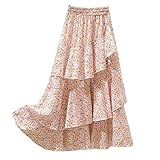 Vestido largo vintage de gasa con cintura elástica para mujer Vestido de playa vintage Adecuado para uso diario, hogar, escuela, trabajo, viajes, vacaciones, calle, compras, deportes, fiesta.