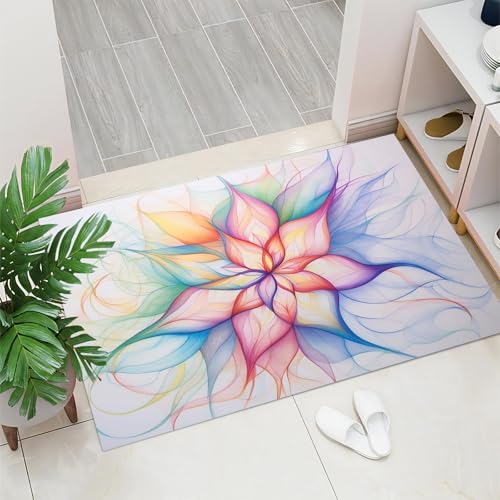 Paillasson géométrique 40x60cm tapis de sol lavable abstrait - 3