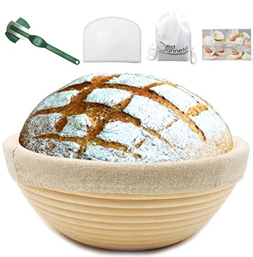 Bread Proofing Basket 9 Inch Banneton proofing basket Bread Basket+Bread lame+Dough Scraper +Proofing