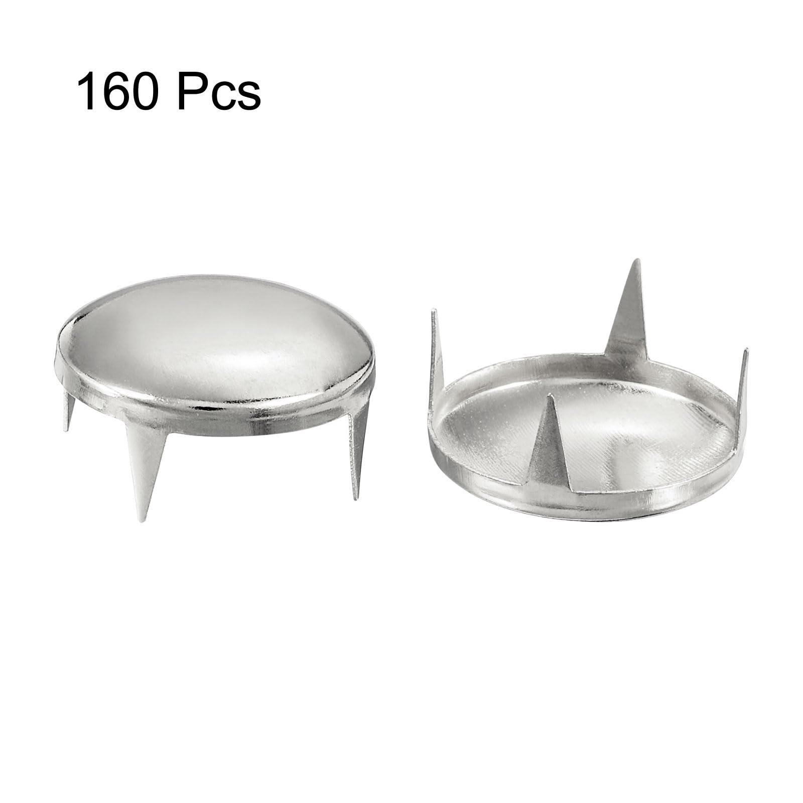 QUARKZMAN 160pz Rivetti a Cupola Tonda Argento, Rivetti Rotondi Borchie Ottone Punte Puntini Punk Rock Perline Artiglio per Vestiti Cintura Borsa Scarpe Bracciale Artigianato Pelle 16mm