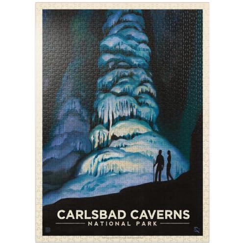 MyPuzzle Carlsbad Caverns National Park: Big Room, Vintage Poster - Premium 1000 Piece Jigsaw Puzzle for Adults