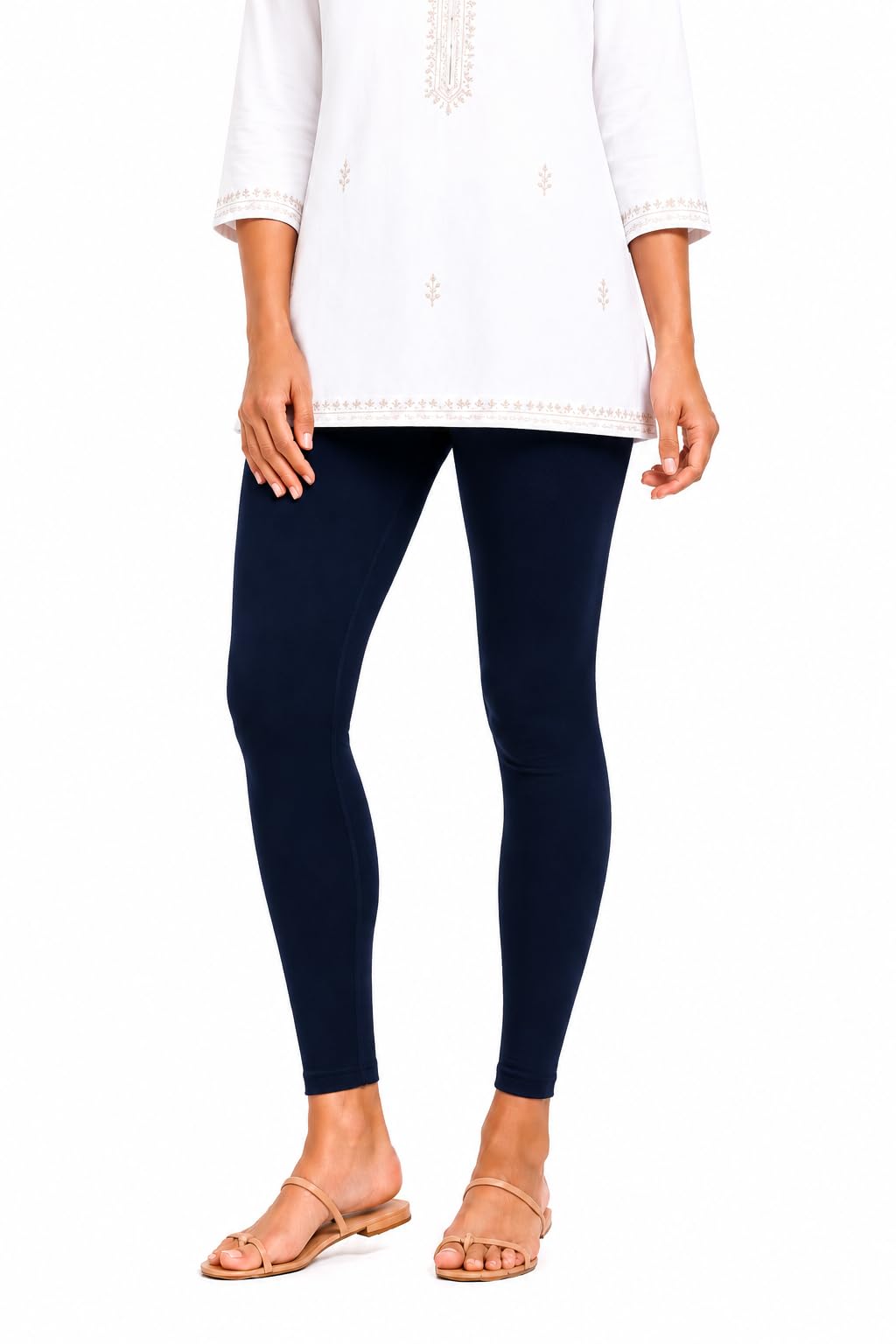 Women's Premium Stretchable Ankle-Length Leggings | Slim Fit Comfortable Bottom Wear for Casual, Office & Daily Use (Navy Blue)-image-30