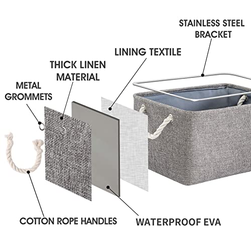 Tegance Storage Baskets Bins For Organizing, Foldable Sturdy Fabric Basket W/Handles, Large Rectangular Decorative Storage Basket For Shelves Nursery Closet Toy Blanket (3 Pack 15.7X11.8X8.3) #TOP3