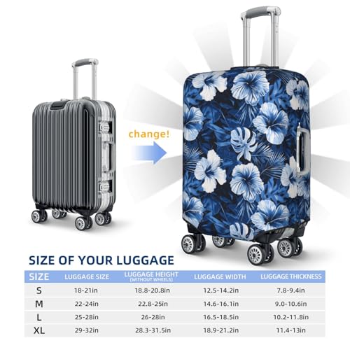 Luggage Cover - Hawaiian Navy Blue Floral Print Travel Suitcase Covers For Luggage, High Elasticity Suit Case Cover Protector Fits 18-32 Inch2
