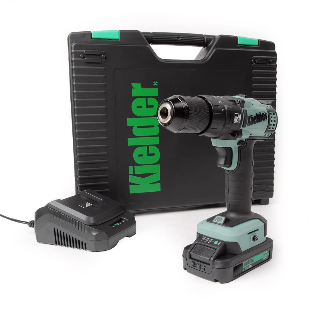 KielderKWT-014-11 18v Brushless Cordless 13mm 52Nm Combi Drill Kit, 1 x 2.0Ah Li-ion TYPE18 Battery, Charger & Case