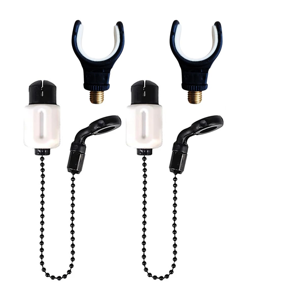TJR Tackle Pro Ace 2 Bite Indicators Bobbins & 2 Rod rest Set For Fishing Bite Alarms, White