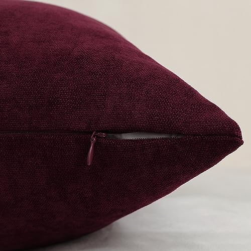 Jeneoo Burgundy Decorative Throw Pillow Covers Soft Chenille Comfy Solid Couch Cushion Case Decor thumb #3