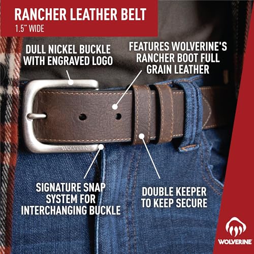 Image of Wolverine Full Grain Leather | Workwear | Heavy Duty | Durable | Everyday | Classic | Casual | Metal Buckle