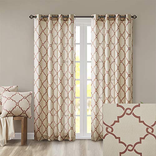 Madison Park Saratoga Single Window Curtain Light Filtering Fretwork Print 1 Panel Grommet Top Drape for Living Room Bedroom and Dorm, 50x108, Spice, MP40-2029 - Cosy Home Interiors Madison Park Saratoga Single Window Curtain Light Filtering Fretwork Print 1 Panel Grommet Top Drape for Living Room Bedroom and Dorm, 50x108, Spice, MP40-2029 - Image 10
