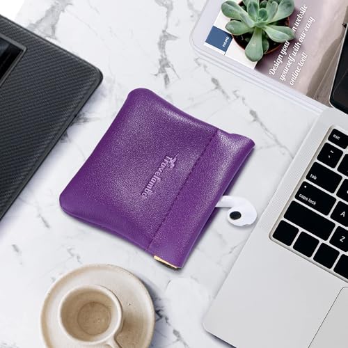 Image of Travelambo Leather Squeeze Coin Purse Pouch Change Holder for Men & Women