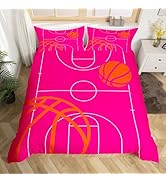 Basketball Bedding Set Twin Size Kids Basketball Court Comforter Cover Set for Boys Girls Teens G...