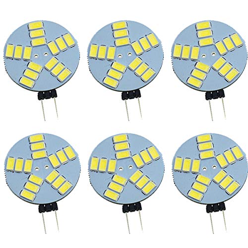 Pocketman Pack de 6 ampoules LED Dimmable G4, ampoule de projecteur G4 ronde DC 12V, 1.5W 240LM, remplacement de l'ampoule halogène 10W, éclairage à 120 °