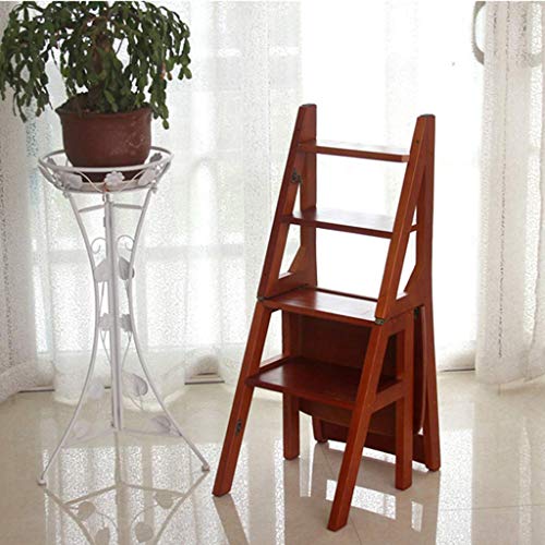 Taburete alto de madera plegable y silla de escalera de bambú 8
