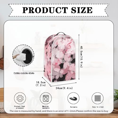 Image of Talayituse Music Note Cherry Blossom Print Blender Dust Cover, Fingerprint Protection Cover for Stand Mixer or Coffee Machine, Home Kitchen Appliance Covers for Stain Dust Resistant Supplies