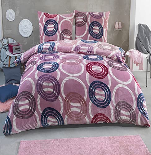 MALIKA Winter Plüsch Bettwäsche Nicky-Teddy Cashmere Coral Fleece 135x200 155x220 200x200 Kissenbezug 80x80 Verschiedene Muster, Größe:155x220 + 80x80, Design - Motiv:Design 4