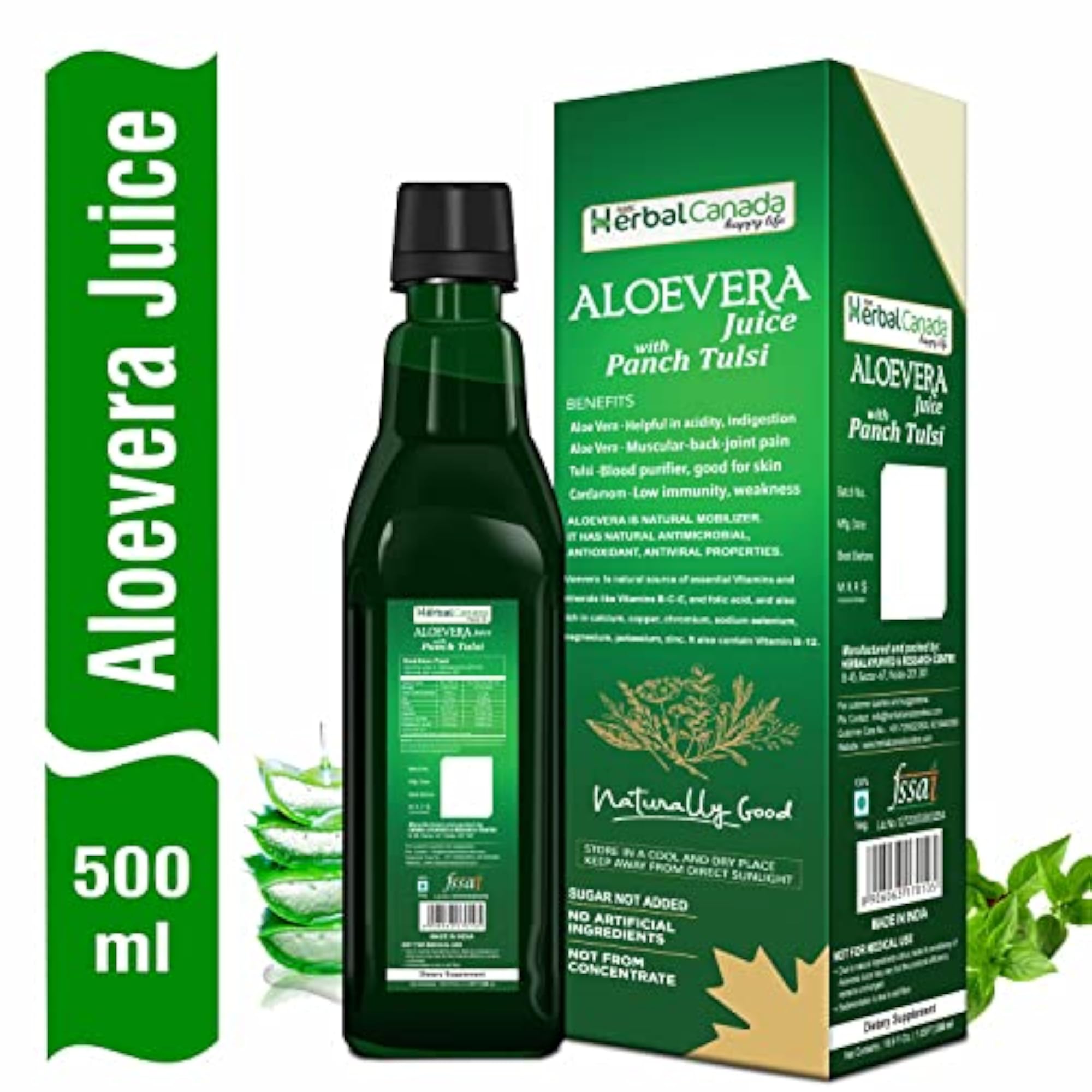 Harc Herbal Canada Pure Aloe Vera Juice 500ml (Pack of 2)