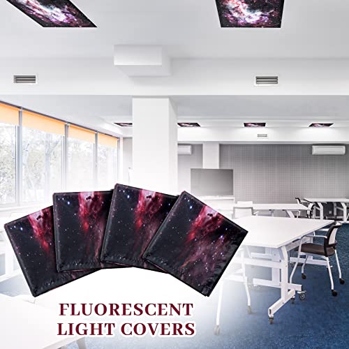 Image of Hortsun 4 Pack 4 x 2 Feet Fluorescent Light Covers, Magnetic Light Filters for Classroom Ceiling, Decorative Lights Shade for Office Home Hospital(Star and Cloud)