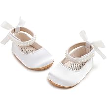HsdsBebe Baby Girls Mary Jane Flats - Infant Newborn Walking Sneakers Soft Rubber Sole Princess Wedding Shoes
