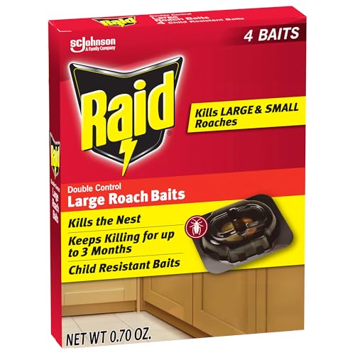 Raid Large Roach Baits Child Resistant For Indoor Use Kills Roaches for 3 Months 4 Count