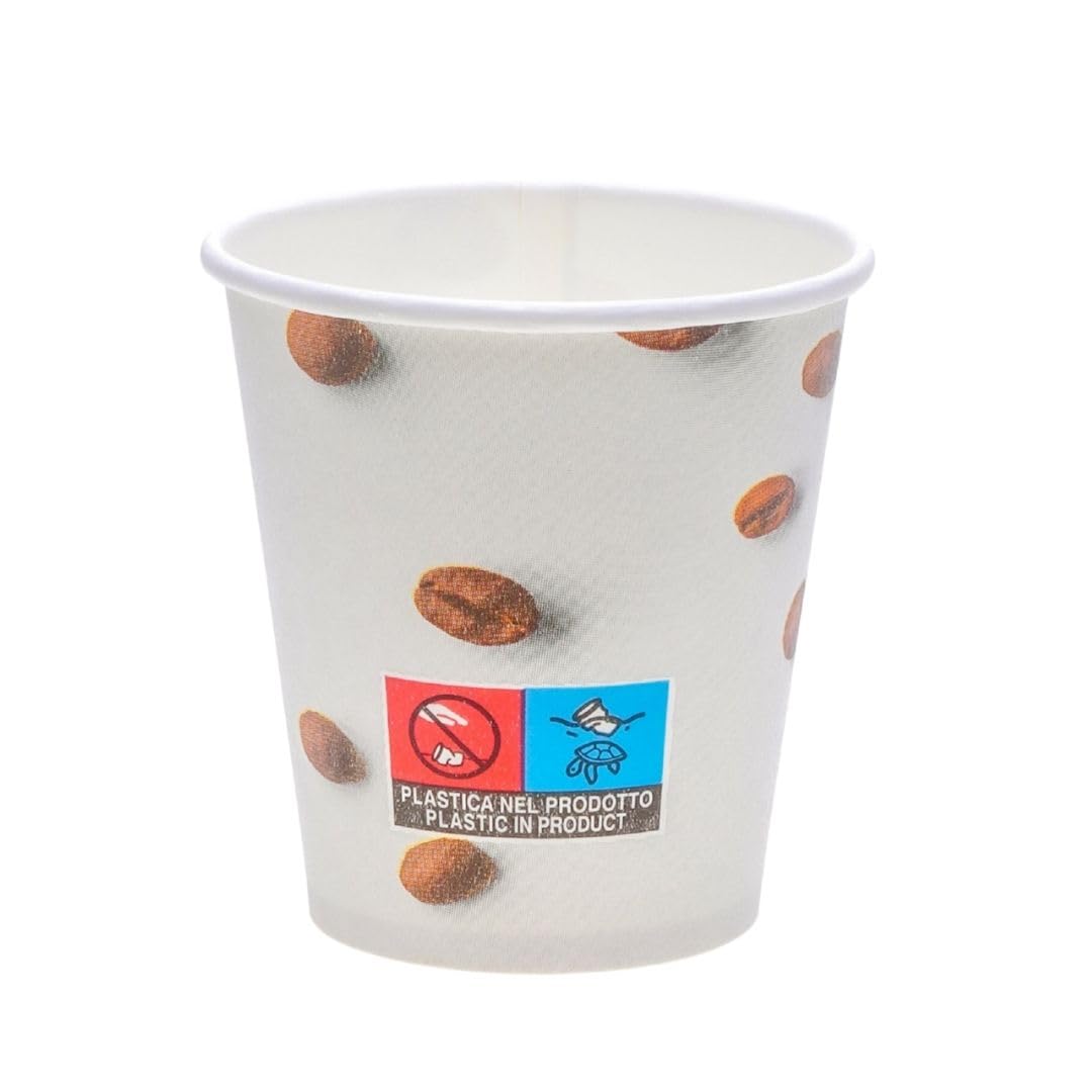 1500 bicchieri di carta 150 ml Ø 70 mm grigio con design a chicchi di caffè | tazze da caffè usa e getta per caffè, tè, espresso, bevande calde, bicchieri di carta per ufficio, feste
