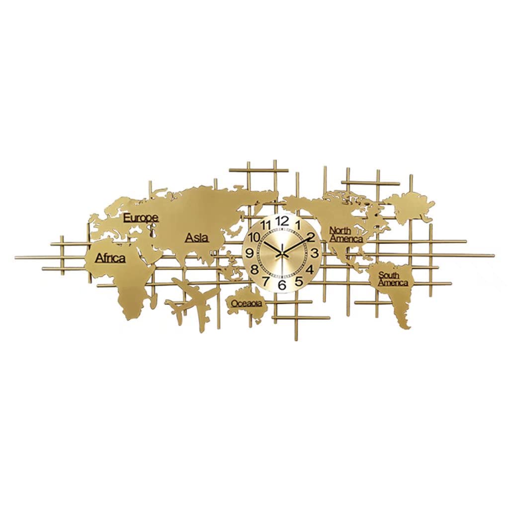 Grande horloge murale carte du monde au design moderne épuré
