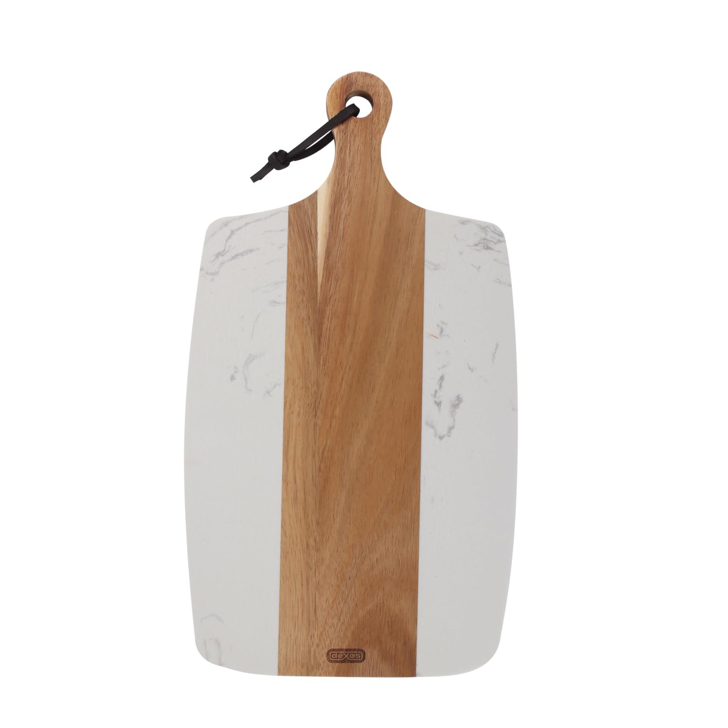 Photo 1 of Dexas White Marble and Acacia Wood Charcuterie Board – 15.75 x 8.5 Serving Platter – Cheese, Meat & Appetizer Tray for Entertaining