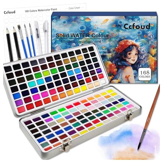 EiDevo Acuarelas Profesionales,168 Colores en Caja Portátil,Incluye Colores Metalizados y Fluorescentes,Acuarelas para Niños,Set De Pintura De Acuarela,para Principiantes y Profesionales
