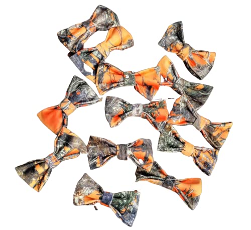 Orange Camo Bowties Clip on Hair Bow