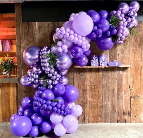 Image of Togvu Metallic Purple Balloons, 50Pack 5 Inch Small Mini Chrome Purple Latex Party Balloons for Birthday Wedding Bridal Baby Shower Bachelorette Decorations Supplies