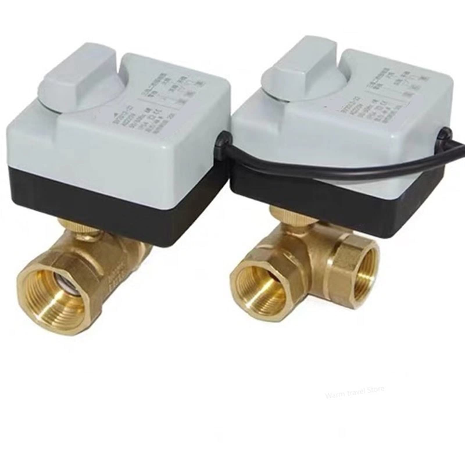 Mosiężny zawór kulowy z napędem, 3-żyłowy siłownik elektryczny z dwoma elementami sterującymi, AC220V, 2-drożny DN15 DN20 DN25 DN32 DN40 z przełącznikiem ręcznym, 1 szt. (2-drożny, DN32)